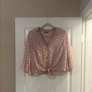 SHEIN Light Pink Patterned Blouse